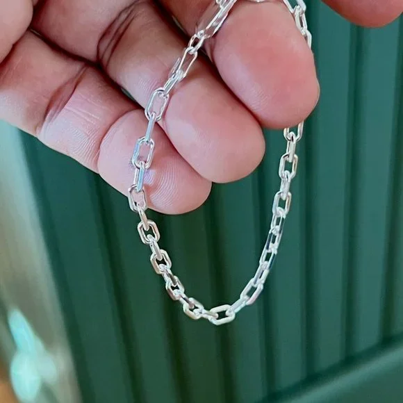 SUNDANCE $138 NEW 7" Sterling Silver Italy Paperclip 925 Link Bracelet Ladies - Picture 5 of 7